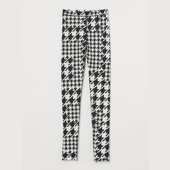 H&M  |  Houndstooth Patterned High-Waisted Leggings - Picture 1 of 4